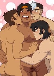 4boys black_hair blush brown_hair closed_eyes fat fat_man hunk_(voltron) keith_kogane lance_mcclain male male_only multicolored_hair multiple_boys nude penis pubic_hair puri_porn purico scar takashi_shirogane tongue_out voltron voltron:_legendary_defender yaoi