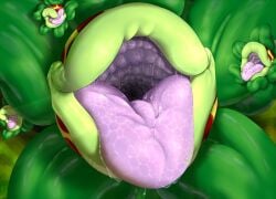 ambiguous_gender bodily_fluids bulb elemental_creature flora_fauna flower hi_res imminent_vore inkanyamba_(artist) leaf licking lips mario_bros mouth_shot nintendo not_furry open_mouth piranha_plant plant plant_monster presenting_mouth saliva short_story smile story story_in_description thick_lips throat tongue tongue_out