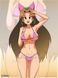 1girls bikini bikini_bottom bikini_bottom_only bikini_only bikini_top bikini_top_only breasts earrings female female_only female_solo green_eyes layerth long_hair pink_bikini pink_bikini_bottom pink_bikini_only pink_bikini_top sara_(sonic) sega seira_(sonic) solo solo_female solo_only sonic_(series) sonic_ova sonic_the_hedgehog_(ova)