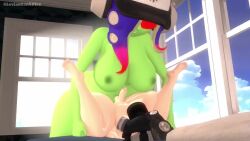 1boy 1futa 3d acht_(splatoon) anal_orgasm animated casual casual_nudity cum dedf1sh ejaculation_while_penetrated futa_on_male futanari futanari/male green_skin handsfree_ejaculation huge_ass huge_breasts large_breasts larger_futanari leviantan581re light-skinned_male light_skin male_penetrated missionary_position nintendo nude octoling opennsfwsp penetration red-tinted_eyewear sex size_difference small_penis sound sound_edit splatoon splatoon_3:_side_order teasing tinted_eyewear video