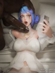 3d after_sex blender blue_hair cheating_on_wedding_day cheating_wife cleaning_cock crystal_rose_series crystal_rose_sona cum dark-skinned_male dark_skin implied_netorare interracial league_of_legends league_of_legends:_wild_rift licking_penis mascara_tears netorare nythra3d ruined_makeup runny_makeup runny_mascara selfie size_difference sona_buvelle taking_picture wedding_dress