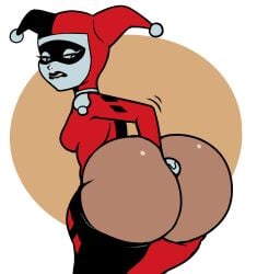 1girl 1girls ass batman:_the_animated_series batman_(series) big_ass biting_lip biting_own_lip black_lipstick blue_eyes bubble_butt butt_digging dc_comics digging_up_in_they_ass female harley_quinn harley_quinn_(classic) huge_ass mask pale-skinned_female pale_skin solo spaggoot spaghettiz