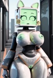1girls ai_generated animal_ears body_writing brainwashing breasts breasts cat_ears catgirl civitai computer_head computer_monitor computer_screen dazed drool drooling felid felid_humanoid feline female female_only hypnosis hypnosis looking_at_viewer mind_control open_mouth pur_03 pussy robot robot_cat robot_catgirl robot_girl robot_humanoid screen_face solo solo_female solo_focus submissive submissive_female tv tv_head wide_hips