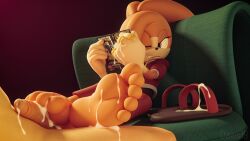 3d_(artwork) annoyed anthro betty_(foolyclod) big_feet big_penis bodily_fluids book clothing covering covering_face cum cum_on_clothing cum_on_feet cum_on_footwear cum_on_hand cum_on_penis cum_on_self daws19 digital_media_(artwork) duo fan_character feet female flip_flops foot_fetish foot_play footjob footwear fur genital_fluids genitals gloves_(marking) gold_ring huge_cock huge_feet human jewelry lagomorph leporid male male/female mammal markings nouvaera orange_body orange_fur penis purple_eyes rabbit ring sandals sega sex shoes sonic_the_hedgehog_(series)