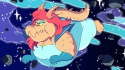 anthro ass asteroid astronomical_hyper bbw bedroom_eyes belly belly_bigger_than_head big_belly big_breasts big_butt blue_bodysuit blue_eyeshadow bodysuit breasts cartoon_network clawed_fingers claws cleavage clothing cooldeverage cosma cosma_(ok_k.o.!_lbh) dragon eyeshadow fat_fetish fatfur feet female female_only giantess gigantic_ass gigantic_belly gigantic_breasts gloves hi_res horns huge_belly huge_breasts huge_butt huge_tail interplanetary_macro large_ass large_belly large_breasts long_hair narrowed_eyes obese obese_female ok_k.o.!_let's_be_heroes orange_hair overweight overweight_female planetary planetary_macro pleasure_face plump plump_ass reptile reptile_humanoid rocks scales scalie shoulder_pads sole_female solo space space_background spiked_tail stars tail thick_thighs watermark wide_hips yellow_body yellow_sclera yellow_skin
