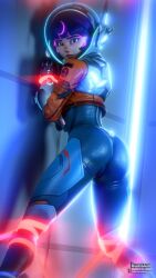 3d ass ass_focus big_ass bodysuit bondage bound cute female juno_(overwatch) kachigachi light-skinned_female looking_at_viewer looking_back overwatch overwatch_2 solo solo_female solo_focus thick