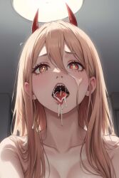 1girls ai_generated big_breasts blonde_hair blush breasts bukkake chainsaw_man cum cum_drip cum_dripping cum_dripping_from_breasts cum_dripping_from_mouth cum_in_mouth cum_on_body cum_on_breasts cum_on_face cute devil devil_horns doctork fangs female female_only horns long_hair naked naked_female nude nude_female open_mouth power_(chainsaw_man) red_horns ringed_eyes sharp_teeth snowballing tongue tongue_out upper_body viewed_from_below yellow_eyes