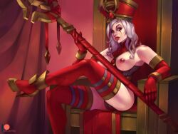 1girls big_breasts blizzard_entertainment human human_(world_of_warcraft) kate_starling light-skinned_female light_skin pinup sally_whitemane solo thick_thighs voluptuous voluptuous_female warcraft white_hair world_of_warcraft