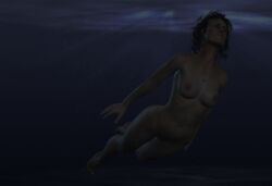 1girls 3d alien_(franchise) breasts closed_eyes ellen_ripley feet female female_only human human_only jc-starstorm night nude pussy solo swimming underwater water