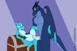 absurd_res animated anthro dragon duo female hi_res knot kobold lagartixamesmo male male/female mythological_creature mythological_scalie mythology scalie