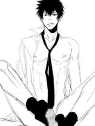 2boys feet footjob footjob_with_legwear kougami_shin'ya licking_lips male multiple_boys nana_(mioumiou46) psycho-pass sitting sockjob socks yaoi