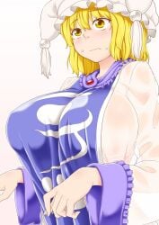 big_penis blonde_hair blush breasts female fox_ears fox_girl fox_tail gigantic_breasts huge_breasts kitsune large_breasts looking_away milf ran_yakumo touhou yakumo_ran yellow_eyes