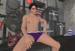 3d boxers_(clothing) five_nights_at_freddy's five_nights_at_freddy's:_sister_location fox_mask gay male male_only michael_afton purple_boxer_briefs source_filmmaker yuuki_momofox