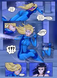 air_bubbles ass breasts comic english_text geldibson metroid original_characters samus_aran surprised underwater