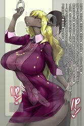 anthro baneroku blonde_hair bovid caprine caprine_demon clenched_teeth demon female goat_demon hair hand_on_hip hi_res horns japanese_text jewelry lifted_dress long_hair male male/female mammal necklace pointy_ears public_sex rape text train translation_request vehicle x-ray_vision