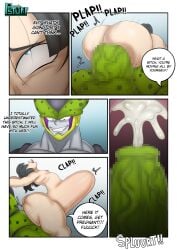 cell_(dragon_ball) cum cum_inside digital_media_(artwork) dragon_ball dragon_ball_z english_text giant_ass huge_ass hyper_penis impregnation_request psychostuff smiling text thick_legs thick_thighs videl