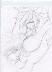 2boys arc_system_works blazblue body_worship crossover death_battle empresslilum gay_sex guilty_gear licking licking_abs male/male male_only monochrome muscular_male ragna_the_bloodedge restrained sketch sol_badguy sweat traditional_media_(artwork) yaoi