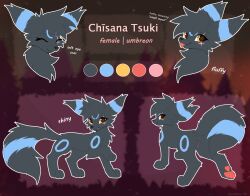 anus arm_tuft ass black_nose blep blue_body blue_fur canid canine cheek_tuft chisana_tsuki_(jordana1181) closed_eyes colored digital_drawing_(artwork) digital_media_(artwork) eeveelution elbow_tuft facial_tuft fan_character female feral fluffy fluffy_tail fur genitals grey_body grey_fur hi_res joeumbre looking_at_viewer looking_back mammal markings model_sheet neck_tuft nintendo pawpads plant pokemon pokemon_(species) pussy rear_view scar shiny_pokemon sky smile solo sparkles star tail text tongue tongue_out tree tuft yellow_eyes