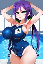 ai_generated armpits love_live! school_swimsuit tharkica toujou_nozomi