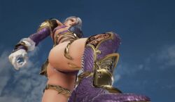 1girls 3d animated ass female female_only gloves isabella_valentine large_ass large_breasts looking_at_viewer short_hair silver_hair sky solo solo_female soul_calibur soul_calibur_vi stepped_on talking talking_to_viewer thighs