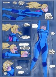 air_bubbles breasts comic drowning english_text geldibson metroid samus_aran underwater