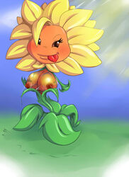 breasts female flora_fauna nolegal plant plants_vs_zombies sunflower_(pvz) tongue_out