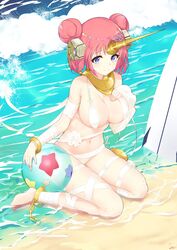 1girls beach bikini fate_(series) female female_only frankenstein_(fate) peng_yong pink_hair smile solo tagme