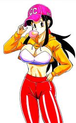 area5169458561 bra bubble_gum chichi crop_top dragon_ball dragon_ball_z female hat hoodie huge_breasts yoga_pants