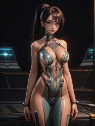 1girls ai_generated android angel_light angel_light_(artist) black_hair bodysuit breasts brown_eyes eve_(stellar_blade) stellar_blade wide_hips