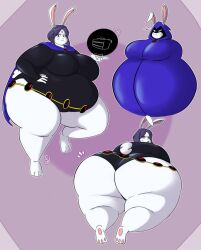 anthro big_belly big_breasts bunny_girl dc_comics fat fat_ass massive_ass obese_female raven_(dc) sammobun stretched_belt