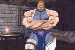 balls bara crossed_arms facial_hair hitenmaru loincloth male male_only muscles muscular penis solo solo_male