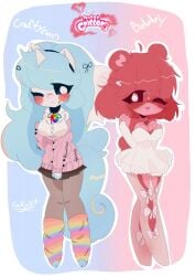 2girls anthro anthro_on_anthro anthro_only bear bobby_bearhug crafty_corn craftycorn critters_(poppy_playtime) cute cuteycaterpillar cyan_hair cyan_tail female female_only furry_only mythology no_humans no_sex no_visible_genitalia pink_belly poppy_playtime poppy_playtime_(chapter_3) red_body red_fur red_skin sex smiling_critters tagme unicorn unicorn_horn white_body white_fur white_skin