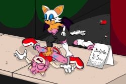 2girls amy_rose female female_footjob female_only foot_fetish foot_play footjob multiple_girls rouge_the_bat sonic_(series) sonic_the_hedgehog_(archie) sonic_the_hedgehog_(comics) sonic_the_hedgehog_(idw) sonic_the_hedgehog_(series) tinydevilhorns yuri