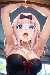 1girls ai_generated bangs big_breasts black_ribbon black_topwear blue_eyes blush bowtie breasts bukkake cum cum_drip cum_dripping cum_dripping_from_breasts cum_dripping_from_mouth cum_in_mouth cum_on_body cum_on_breasts cum_on_face cute doctork female female_only fujiwara_chika hair_ribbon kaguya-sama_wa_kokurasetai_~tensai-tachi_no_renai_zunousen~ long_hair open_mouth pink_hair red_ribbon snowballing tongue tongue_out upper_body viewed_from_below