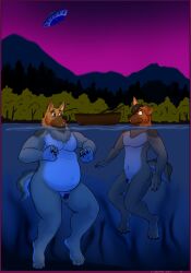 anthro canid canine canis confusion domestic_dog duo father_(lore) father_and_child_(lore) father_and_son_(lore) genitals german_shepherd herding_dog hi_res lake male male/male mammal micropenis nude overweight parent_(lore) parent_and_child_(lore) parent_and_son_(lore) partially_submerged partially_underwater_shot pastoral_dog penis pickles-hyena skinny_dipping small_penis son_(lore) swimming underwater water