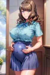 1girl ai_generated diffusion ecchi_na_onee-chan_ni_shiboraretai female female-focus incest incest_pregnancy pregnant stable