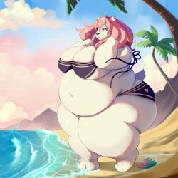 bbw bear big_breasts bikini breasts cleavage female furry huge_breasts hyploom obese thick_thighs wide_hips