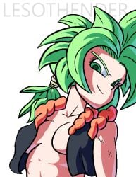 1female 1girls 2020 abs artist_logo artist_name artist_signature biceps big_breasts breasts breasts_out caule cleavage dragon_ball dragon_ball_super female female_focus female_only female_saiyan female_solo fusion fusion_character fusion_dance green_eyes green_hair green_ponytail kefla legendary_super_saiyan lesothender looking_aside looking_at_another looking_at_viewer metamoran_clothing metamoran_fusion muscle muscles muscular muscular_arms muscular_female ponytail round_breasts saiyan saiyan_girl shiny shiny_abs shiny_breasts shiny_clothes shiny_hair shiny_skin smirk smirking smirking_at_viewer spiky_hair super_saiyan universe_6 universe_6_girls voluptuous voluptuous_female watermark white_background