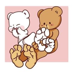 3_toes bear blush cute feet feet_tickling foot_fetish foot_focus foot_grab foot_play grabbing_feet joe_erogenous joeerogenous laugh laughing milk milkmochabear mocha paws simple_background three_toes tickling two_tone_feet two_toned_soles wrinkled_feet wrinkled_soles wrinkles