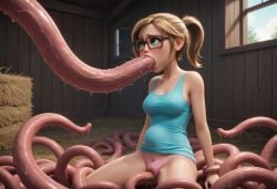 1girls ai_generated cloudy_with_a_chance_of_meatballs oral_sex samantha_sparks size_difference stomach_bulge tentacle tentacle_sex vaginal_penetration