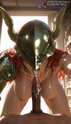 1boy 1girls after_fellatio ai_generated all_fours bent_over breasts completely_nude covered_eyes cowgirl_position cum cum_in_mouth cum_on_body cum_on_breasts cum_on_penis cum_on_tongue cum_string ejaculation elden_ring erection facial facing_viewer fellatio female fromsoftware hanging_breasts helmet indoors large_breasts long_hair male male_pubic_hair malenia_blade_of_miquella mechanical_arms meitabuu navel nipples nude open_mouth oral penis pov prosthesis prosthetic_arm prosthetic_leg pubic_hair red_hair single_mechanical_arm solo_focus straight tongue tongue_out uncensored veins winged_helmet