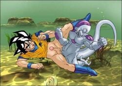 2boys dragon_ball dragon_ball_z freeza frieza gay male male_only son_goku straight_hair tagme yaoi