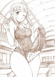 1futa amami_haruka big_breasts big_penis blush breasts dickgirl erection futa_only futanari gekka_kaguya_(urabata) huge_cock idolmaster intersex large_penis penis sketch solo solo_futa standing swimsuit tagme text veins veiny_penis wide_hips