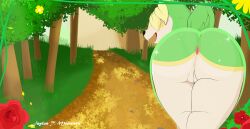 absurd_res ass deerling female feral flower generation_5_pokemon hair hair_over_eye hi_res jaylus_t_meowstic looking_back nintendo obscured_eyes one_eye_obstructed plant pokémon_(species) pokemon pokemon_(species) presenting presenting_hindquarters rose_(flower) signature solo summer_deerling wallpaper