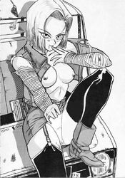 1993 1girls android_18 boots dragon_ball dragon_ball_z female manga straight_hair tagme yokota_mamoru