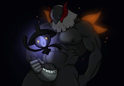 2015 4_wings 5_fingers abs ambiguous_gender animate_inanimate antennae anthro anthrofied arthropod biceps biped black_background black_body black_penis blue_eyes blue_fire blue_sclera buffurun butterfly_wings dark_theme duo erection fire floating front_view fur glowing glowing_eyes glowing_wings grey_body grey_nipples grey_penis half-closed_eyes half-length_portrait humanoid_hands insects lampent long_penis looking_at_penis looking_at_self looking_down male male_only masturbation multi_wing multicolored_penis muscular muscular_male navel neck_tuft nintendo nipples no_pupils no_sclera nude orange_wings pecs penile_masturbation penis pokémon pokémon_(species) pokémorph portrait simple_background spotted_penis standing tapering_penis thick_penis tuft two_tone_penis video_games volcarona white_fur wings yellow_eyes