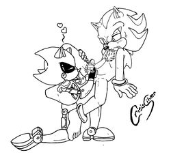 balls crisissilver handjob male_only metal_sonic monochrome penis shadow_the_hedgehog sonic_(series)