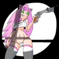 animated anthro cameltoe huge_breasts humanized jigglypuff jigglypuff_girl minus8 nintendo nipple_bulge pink_hair pokemon pokemon_(species) pokies underboob