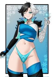 1girls big_ass blue_nails daikiri_di_mon female female_only luna_snow luna_snow_(marvel_rivals) marvel marvel_rivals nail_polish panties thick_thighs