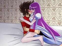 artist_request athena_(saint_seiya) blush blush blushing_female blushing_male bronze_saints brown_eyes brown_hair closed_eyes clothed clothed_female clothed_male clothed_sex clothing couple cowgirl_position deity dress female female_deity female_focus female_penetrated flushed flushed_face goddess grabbing grabbing_ass hands_on_ass hero heroine human human/goddess long_hair long_purple_hair male male/female male_and_female male_and_female_focus male_hero male_penetrating male_penetrating_female pegasus_seiya penetration purple_hair riding riding_penis saint_seiya saint_seiya_omega saori_kido sex short_hair shounen_jump shueisha straddling straddling_penis toei_animation very_long_hair weekly_shonen_jump weekly_shounen_jump white_dress